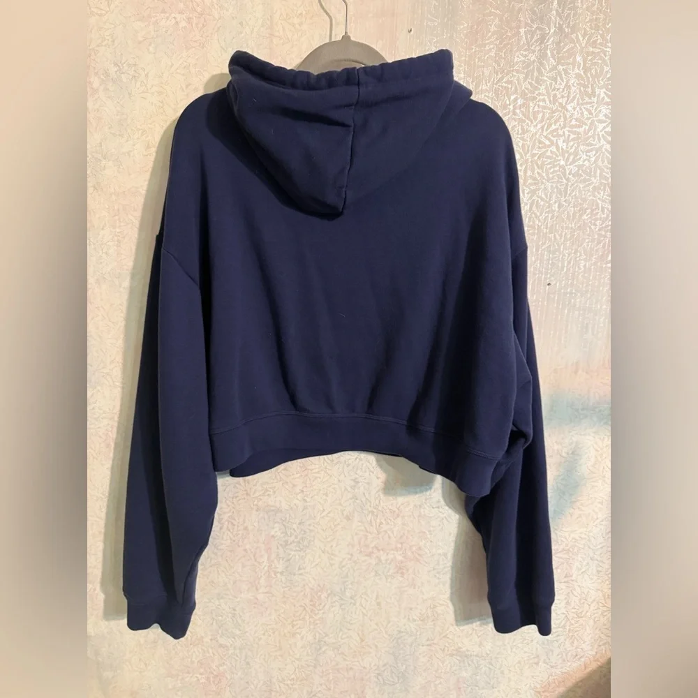 PINK Victoria's Secret Cropped Dark Blue, Sweatshirt Hoodie, Cozy, Relaxed, XL - Picture 3 of 6